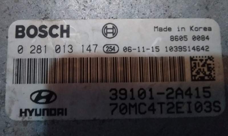 ECU HYUNDAI I20 ACCENT 1.5 CRDI BOSCH 0281013147 39101-2A415 EDC16C39 ...